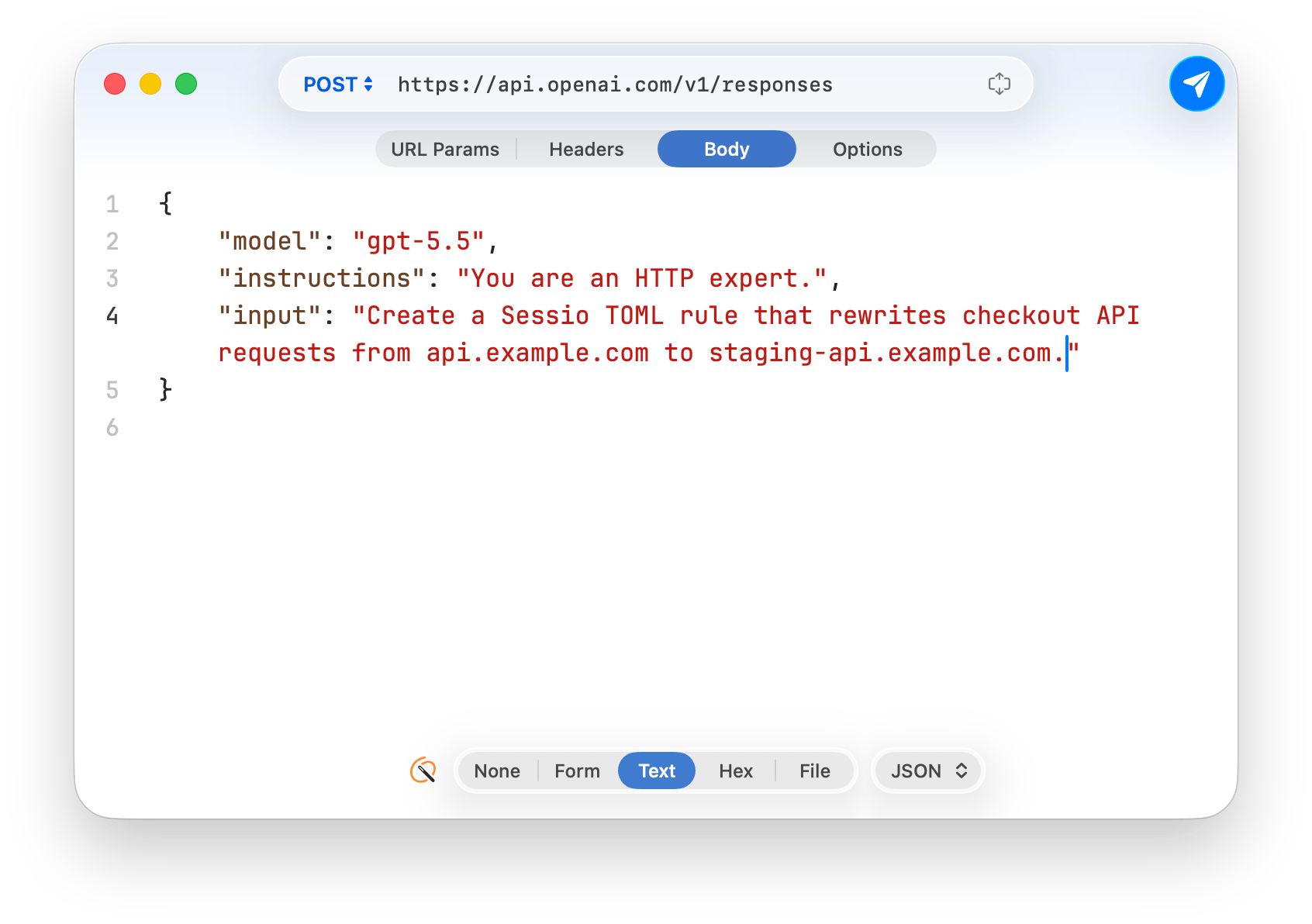 Sessio request composer interface.